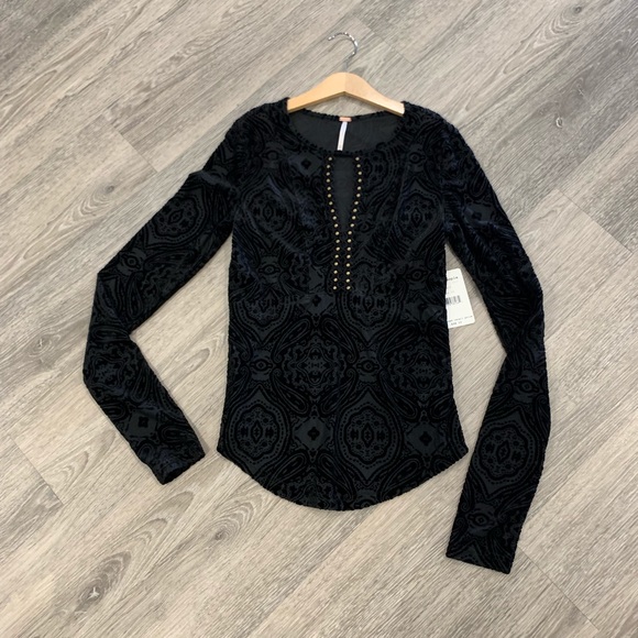 Free People Tops - NWT - Free People Velvet Long Sleeve Top